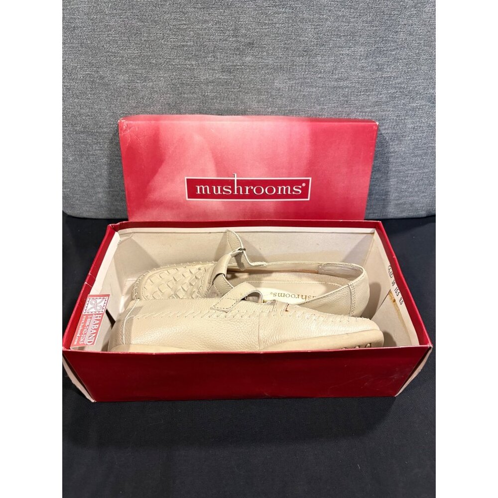 Mushrooms Womens Beige Genuine Leather Loafers Size 8M Mary Jane - Picture 2 of 10